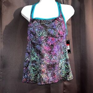 Women’s Nike neon leaf razorback swim top